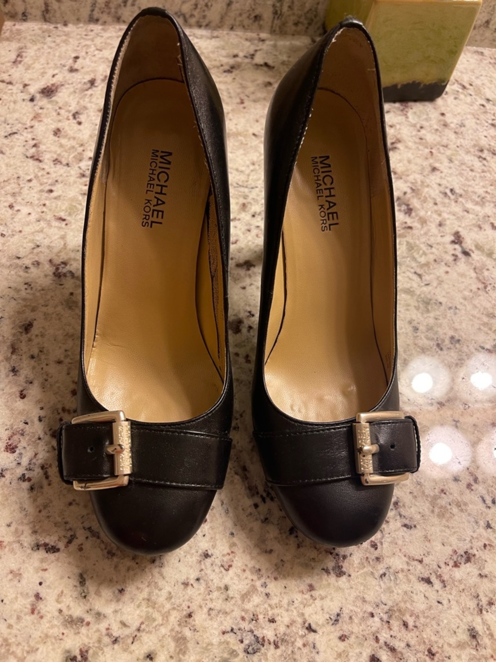 MICHAEL Michael Kors Black Leather Buckle Platform Pump - Picture 2 of 9
